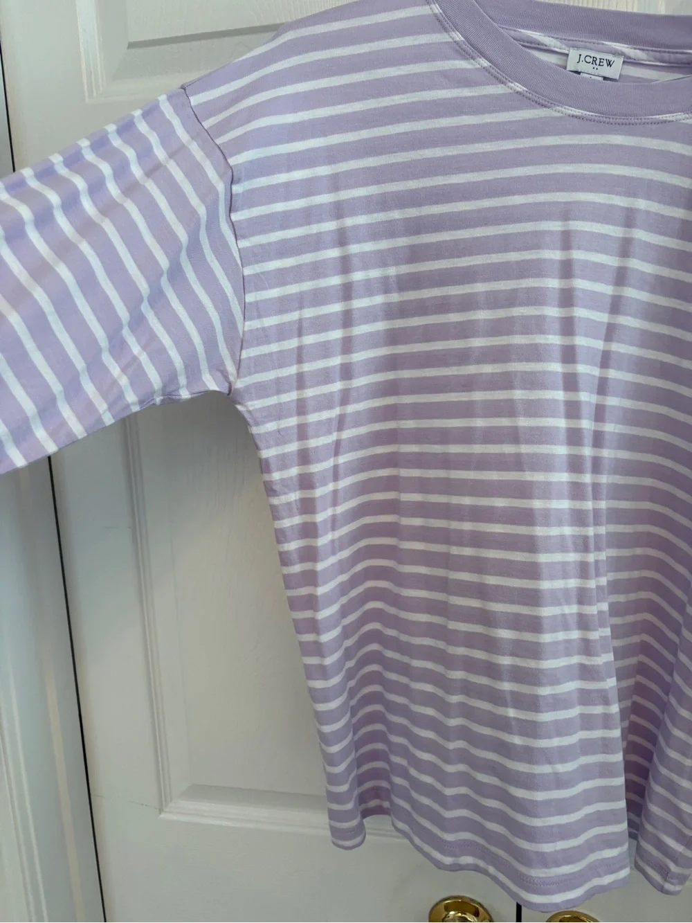 J. Crew Lavender and White Striped Long-Sleeve Tee